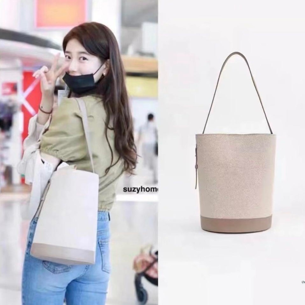 ROH Seoul Juty Fabric Medium Shoulder Bag in Beige